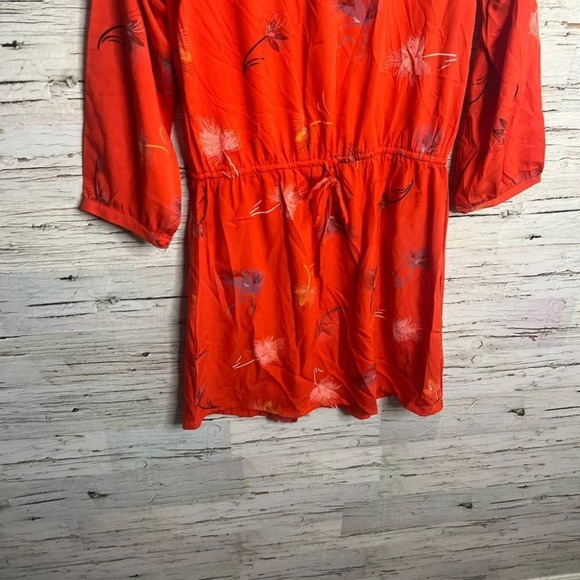 O’Neill dress orange floral long sleeve size large - Picture 2 of 9